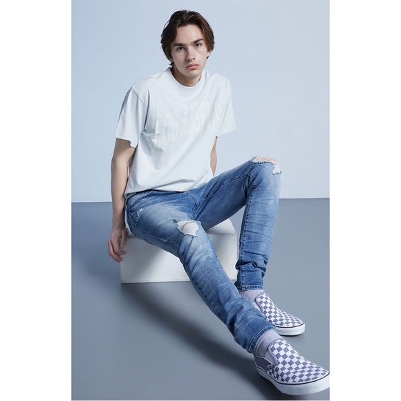 PacSun Dark Wash Distressed Skinny Stacked Comfort Stretch Jeans 36 x 32 - Picture 2 of 10